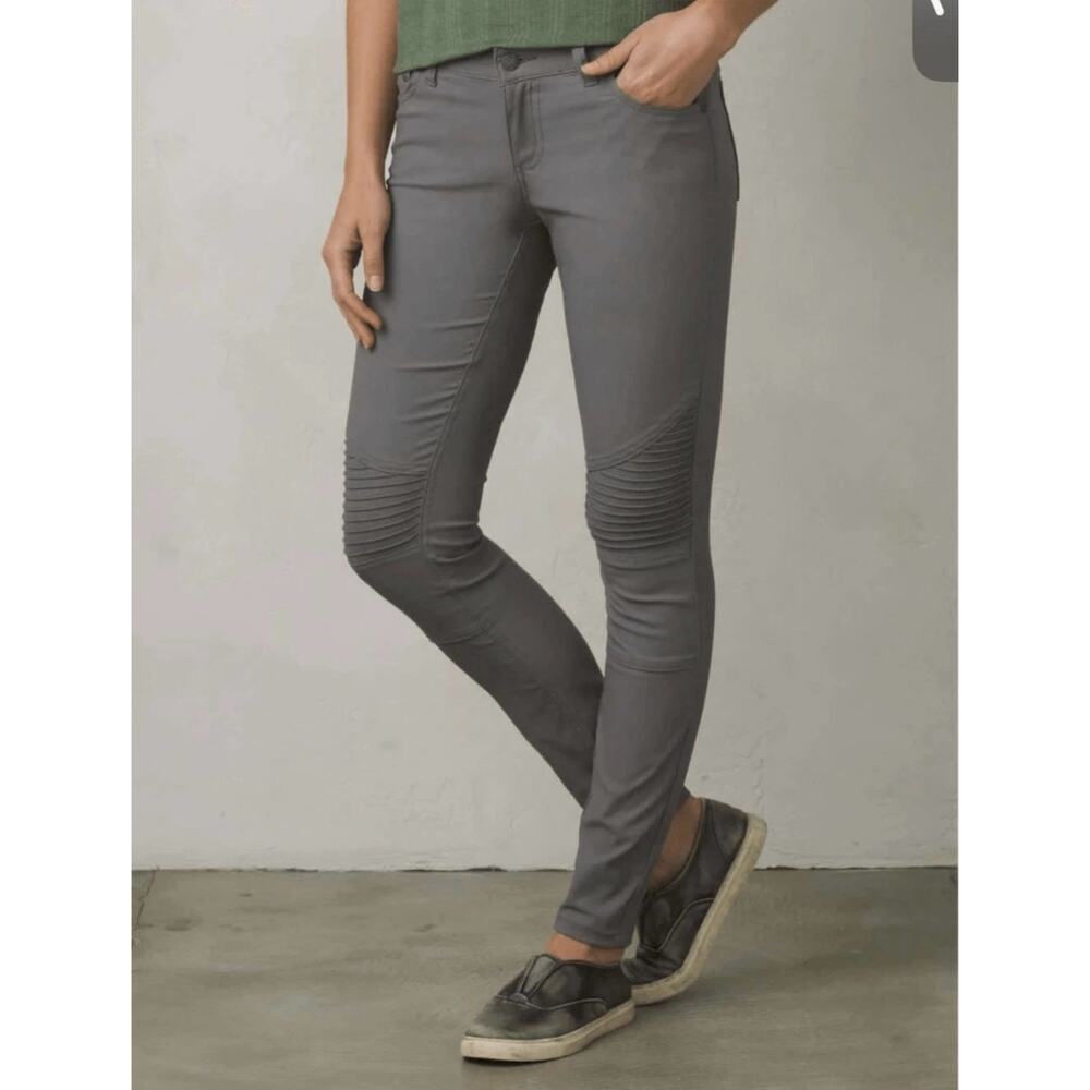 PrAna Brenna Moto Skinny Pants Gravel Gray Outdoor Size Womens 12